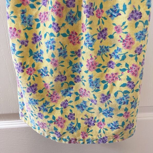 Vintage Oshkosh B'Gosh Yellow Floral Corduroy Overall USA Dress Girls SZ 5 FLAWS - Picture 7 of 16